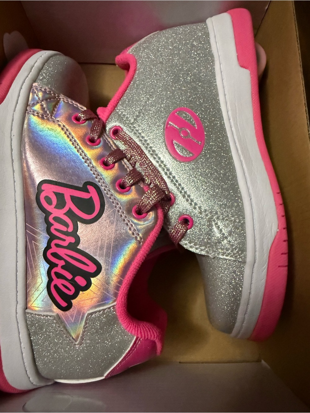 Barbie Pink and Silver Glitter Kids Sneakers